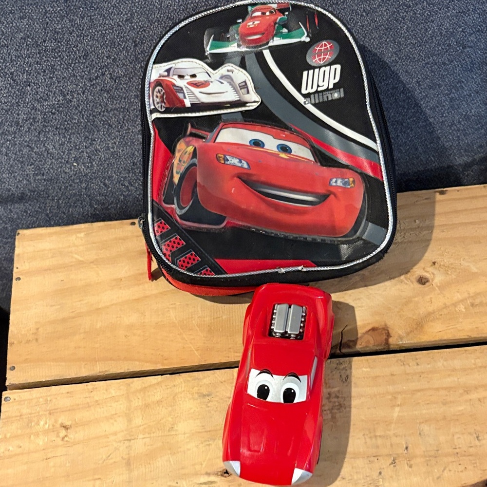 Lightening McQueen back pack. Thomas the train hotshot car